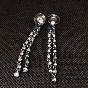 Givenchy Blue Crystal Double Strand Earrings
